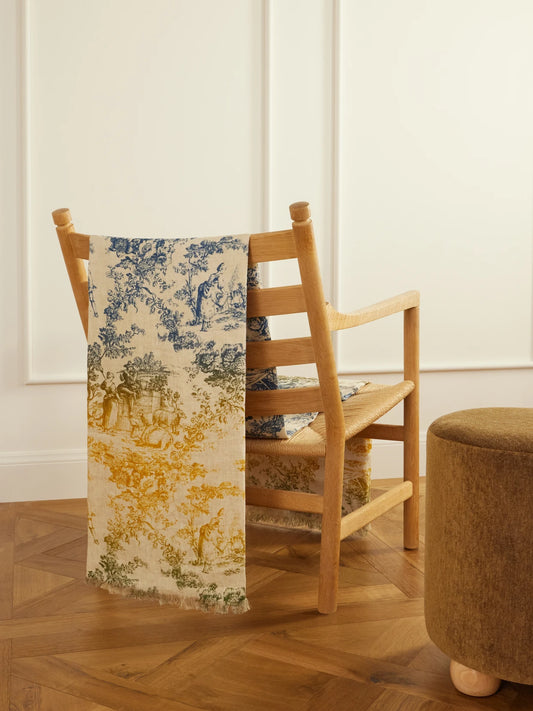 Image of Decor. Product name - Firmamento Printed Linen And Cotton-blend Throw in Multi colour by brand - The House of Lyria
