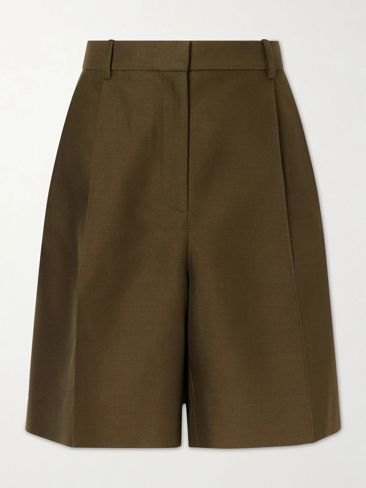 Auggie Pleated Wool And Silk-blend Shorts