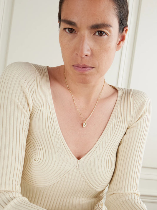 Image of Necklaces. Product name - Puka 18-karat Gold Diamond Pendant in Multi colour by brand - Anita Ko
