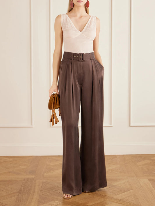 Image of a model wearing Outerwear. Product name - Lace-trimmed Pointelle-knit Wool-blend Top in Cream colour by brand - Zimmermann