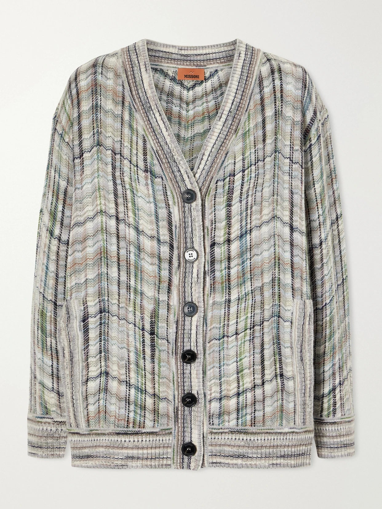 Striped Crochet-knit Wool-blend Cardigan