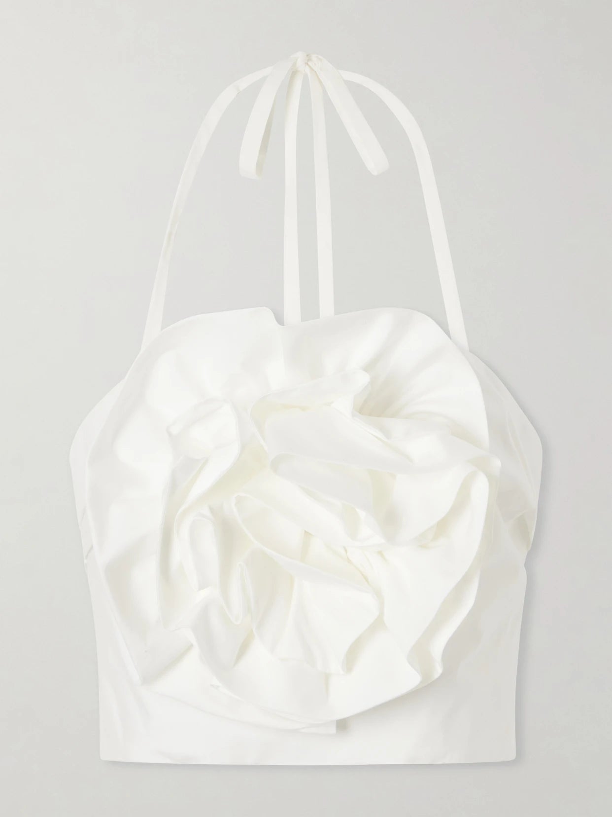 Floral-appliquéd Cotton-blend Halterneck Top