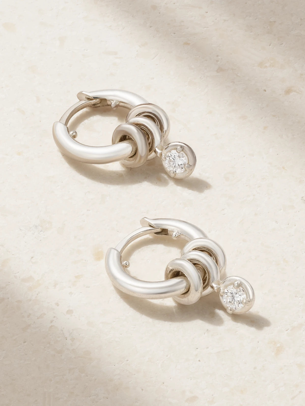 Zahra Sterling Silver Diamond Hoop Earrings