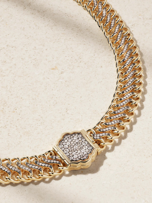 Medusa 14-karat Recycled Gold Diamond Necklace