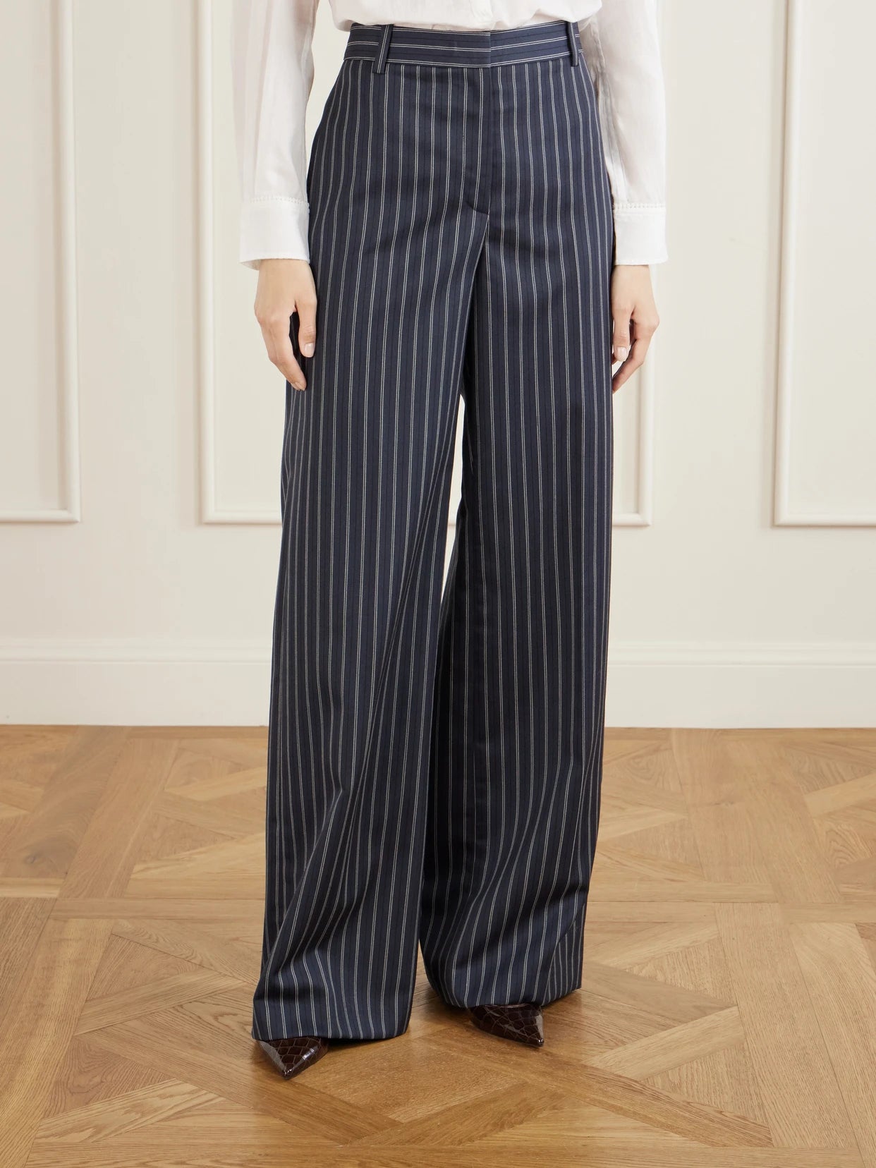 Rivers Striped Wool Wide-leg Pants
