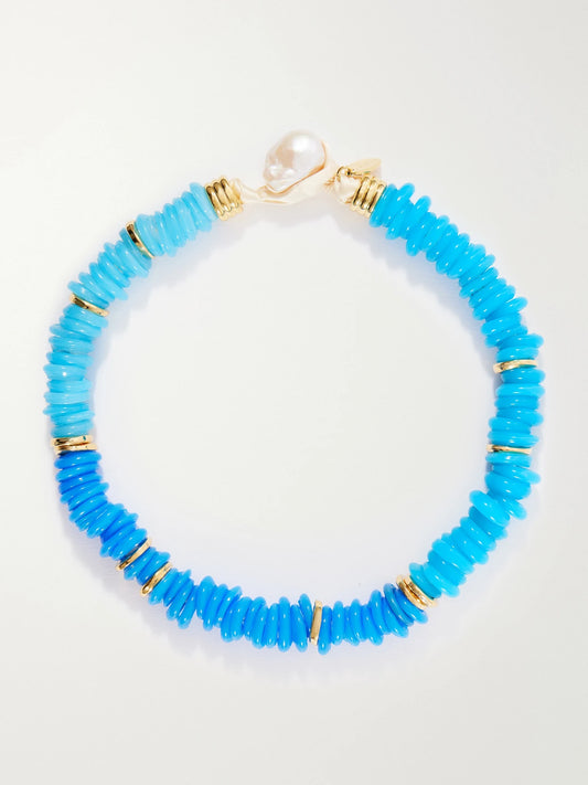 Lita Gold-plated Quartz, Pearl And Cord Beaded Necklace