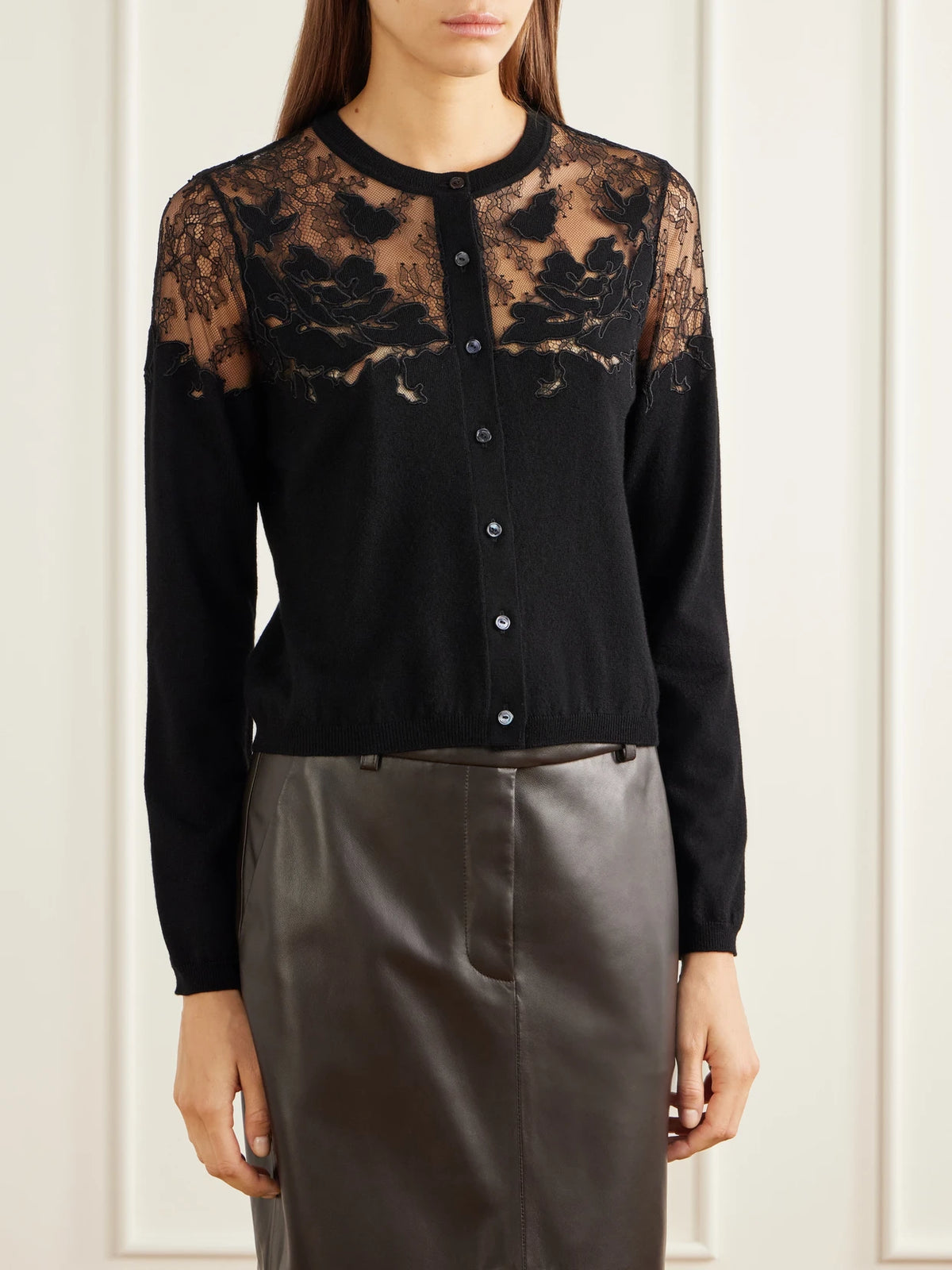 Ulla Johnson Talia Lace-trimmed Merino Wool Cardigan