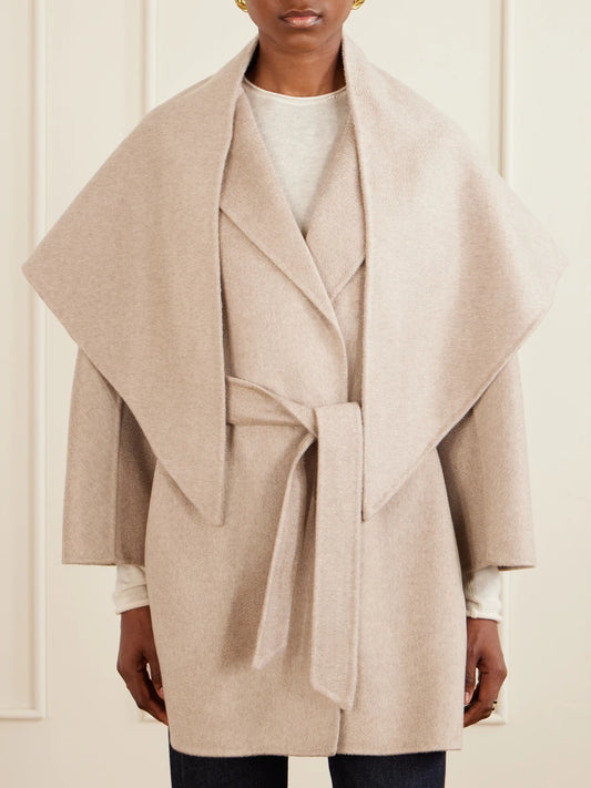 Belted Scarf-detailed Cashmere Coat