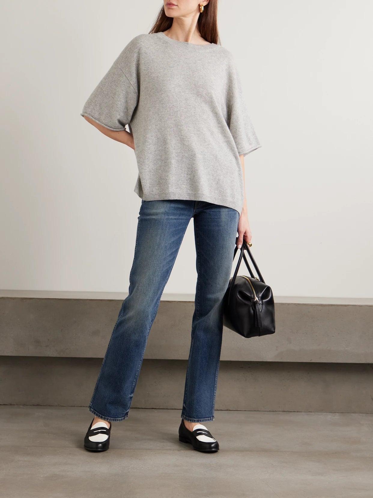 Image of Jeans. Product name - The Freddie Mid-rise Slim-fit Jeans in Mid denim colour by brand - Jamie Haller