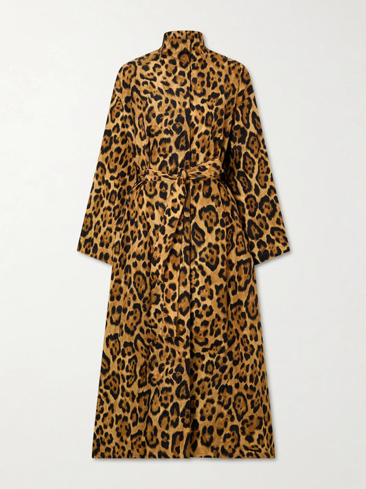 Image of Coats & Jackets. Product name - Belted Leopard-print Taffeta Trench Coat in Leopard print colour by brand - Alaïa