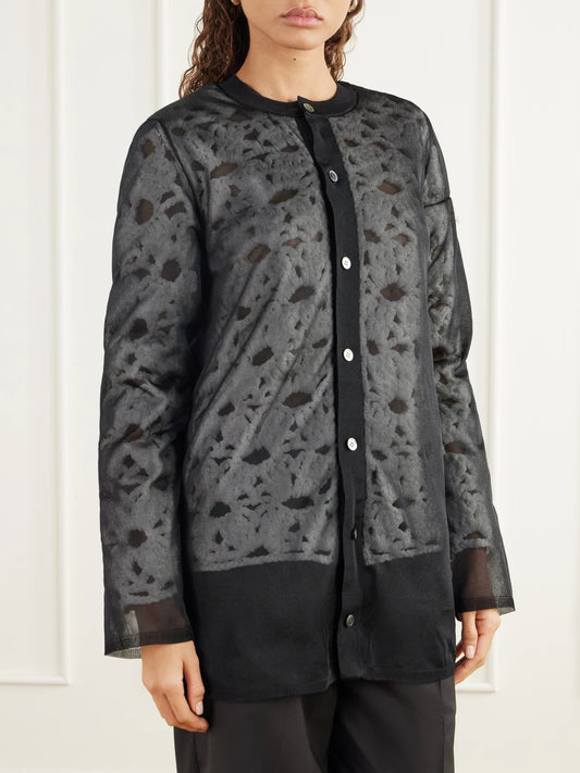 Comme des Garçons Layered Mesh And Crochet-knit Cardigan