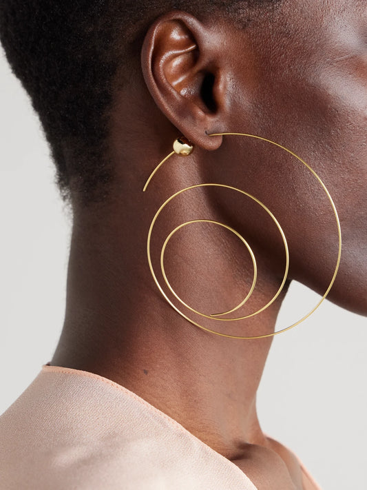 Image of Earrings. Product name - Thin Spiral Gold-tone Earrings in Multi colour by brand - Alaïa