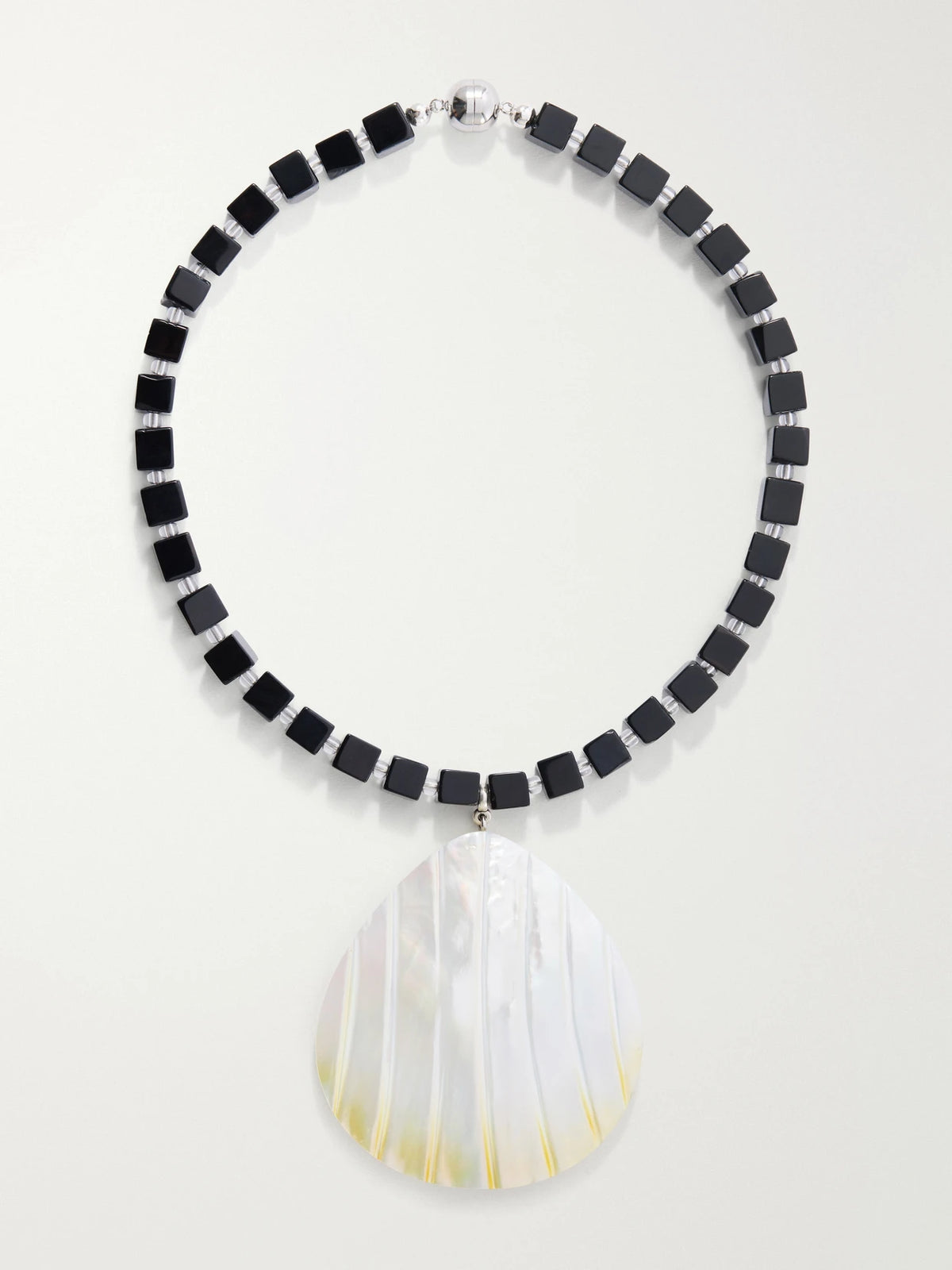 Oro Rhodium-plated, Shell And Onyx Necklace