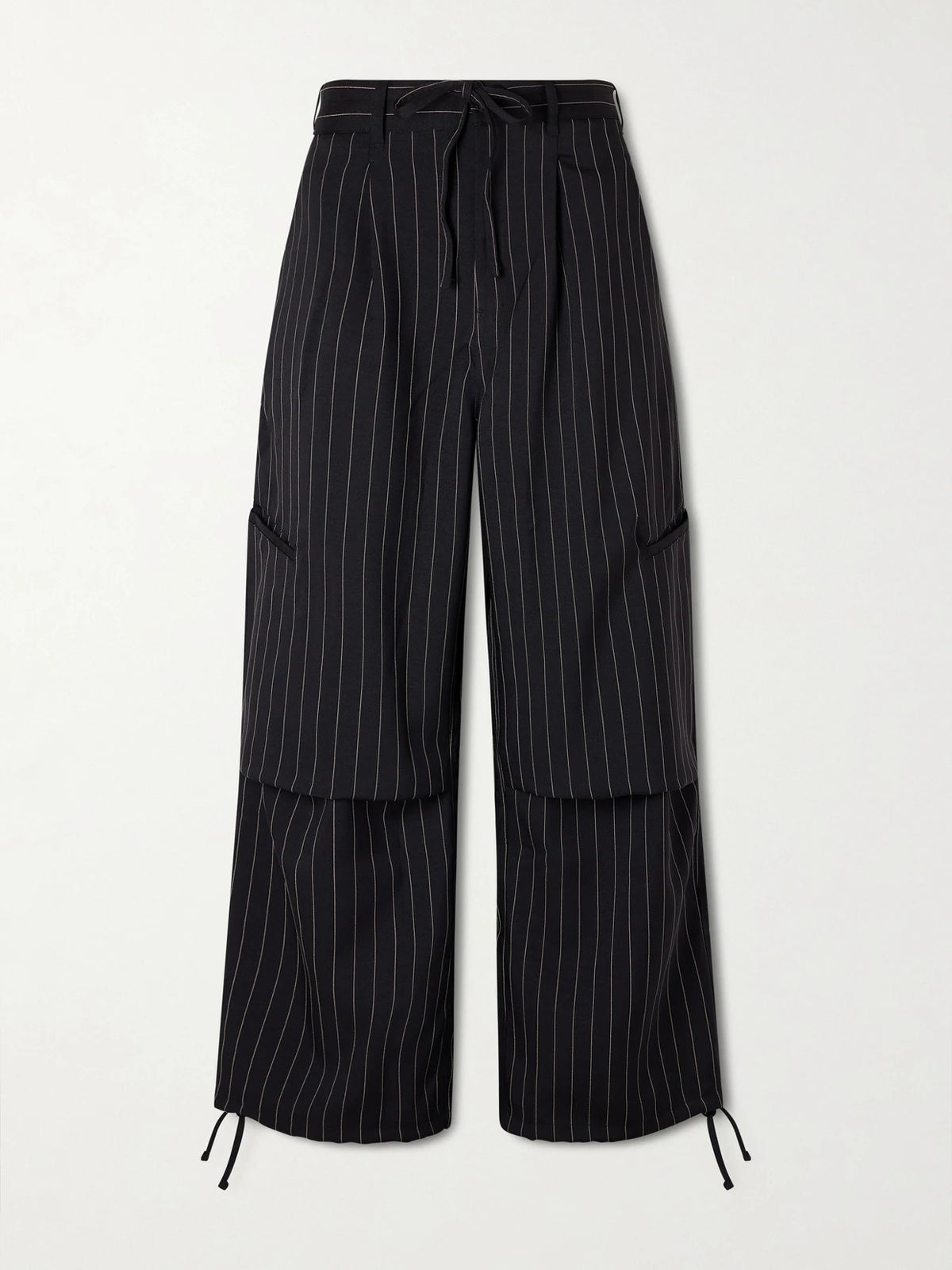 + Y-3 Pinstriped Recycled Woven Wide-leg Pants