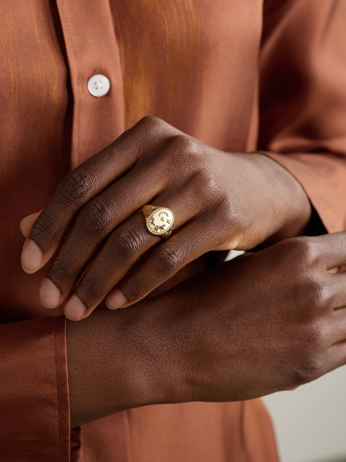 Image of Rings. Product name - Chevalière Ovale La Savane 9-karat Gold, Diamond And Enamel Ring in Multi colour by brand - Yvonne Léon