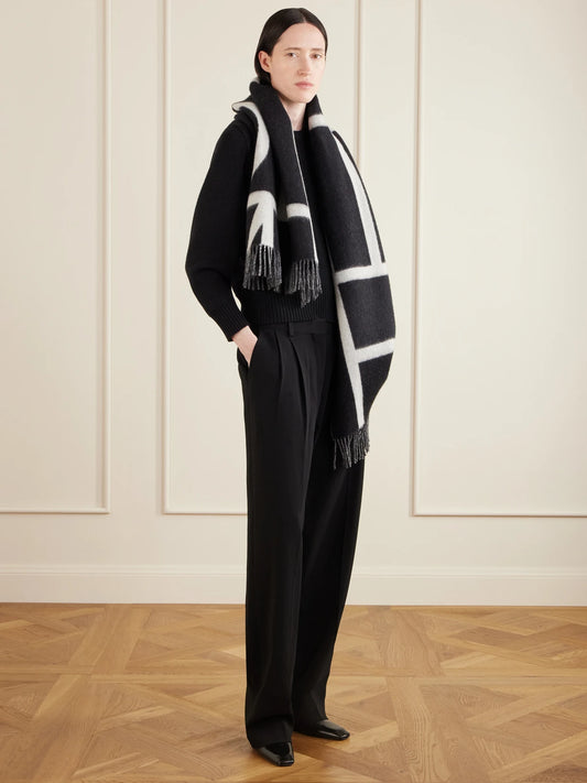TOTEME Monogram Fringed Brushed-wool Scarf
