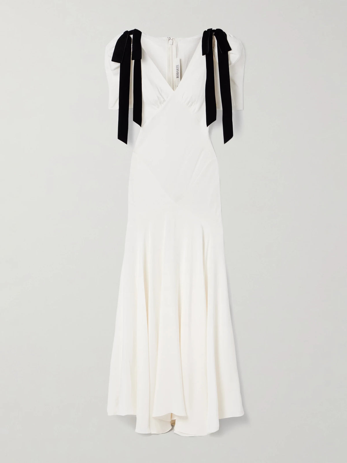 Velvet Bow-embellished Silk-crepe Gown