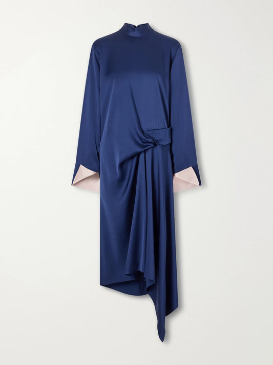 Stella McCartney Asymmetric Draped Satin Midi Dress