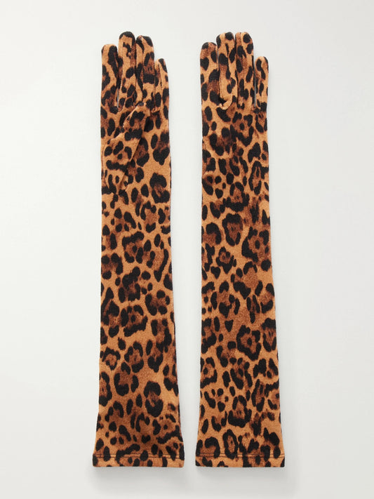 Anna Sui Leopard-print Stretch-jersey Gloves