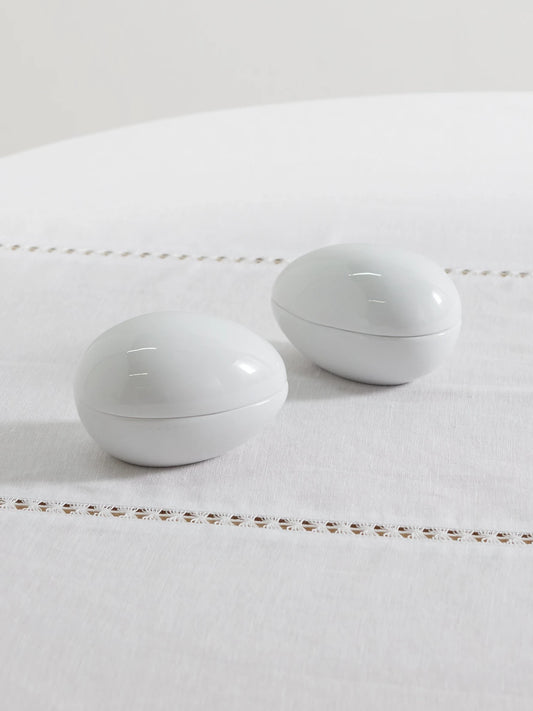 Egg Set Of Two Porcelain Trinket Dishes