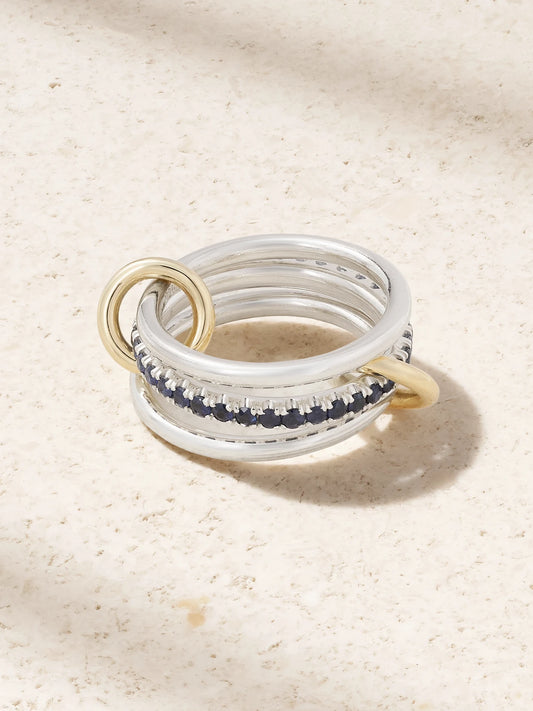 Tigris 18-karat Gold, Sterling Silver And Sapphire Ring