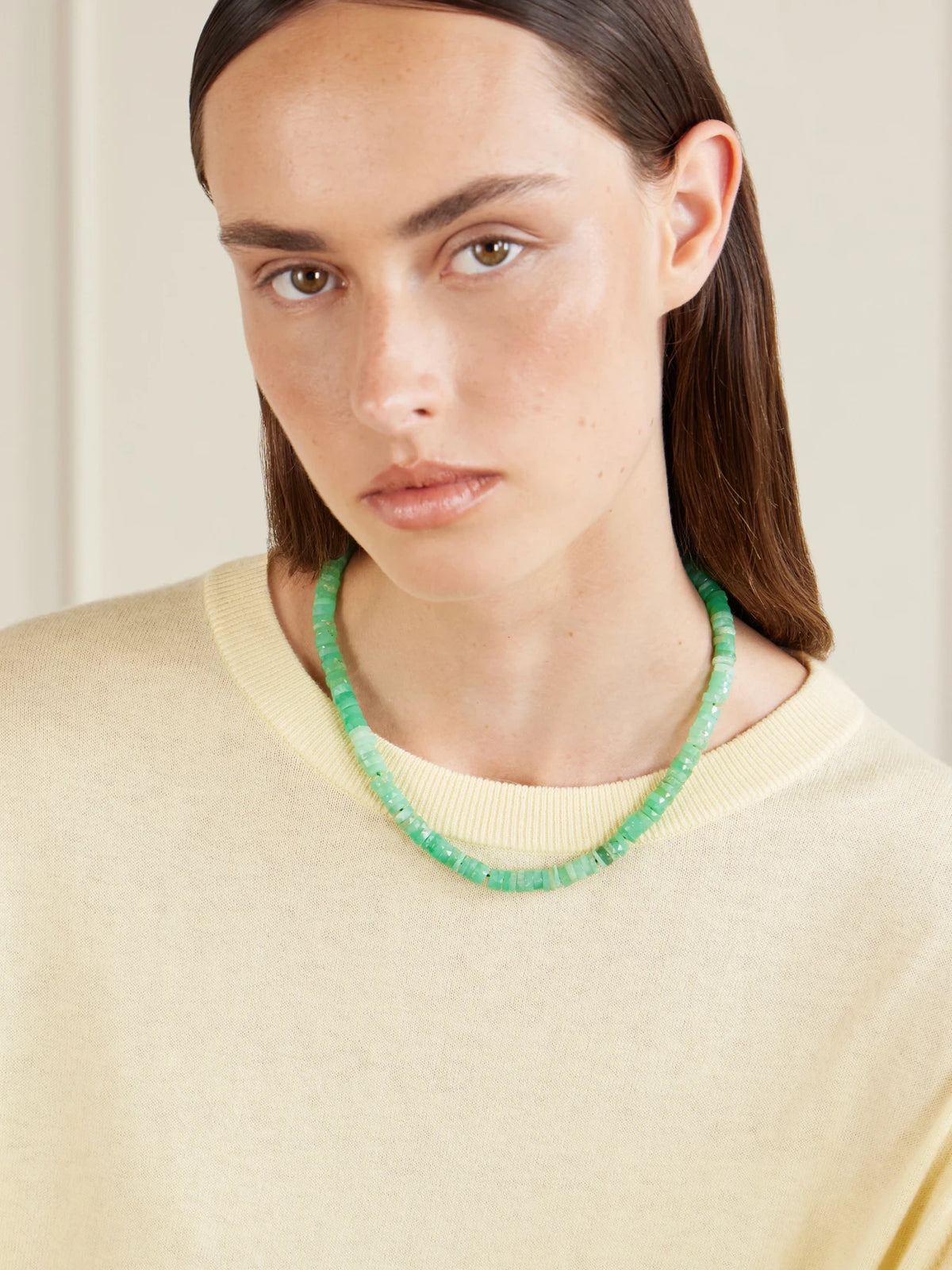 Image of Necklaces. Product name - 14-karat Gold Chrysoprase Necklace in Green colour by brand - JIA JIA