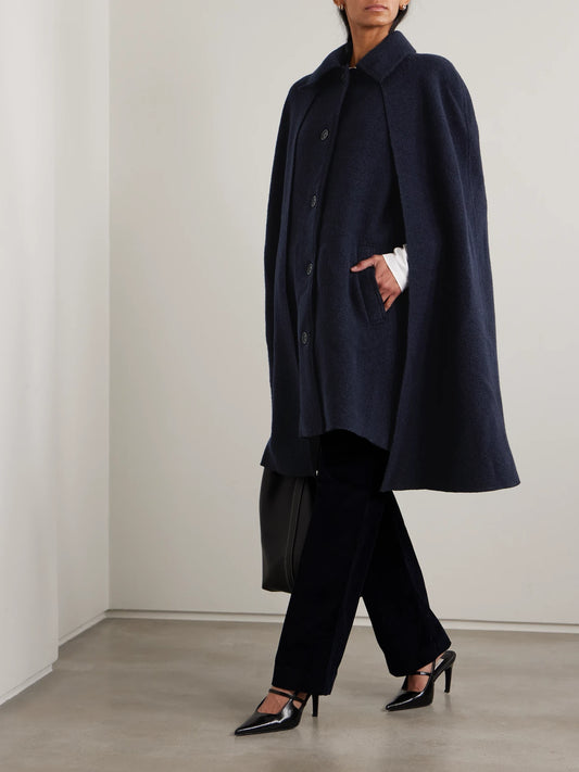 Image of Coats & Jackets. Product name - Wool-felt Coat in Navy colour by brand - TOTEME
