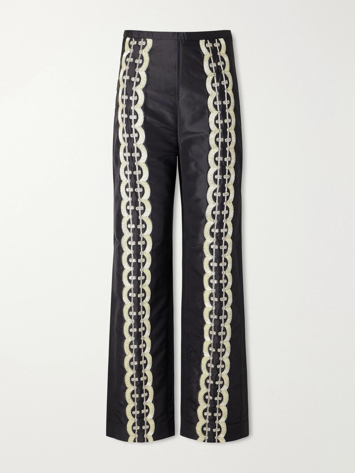 KALLMEYER Nadja Embellished Silk Satin Straight-leg Pants