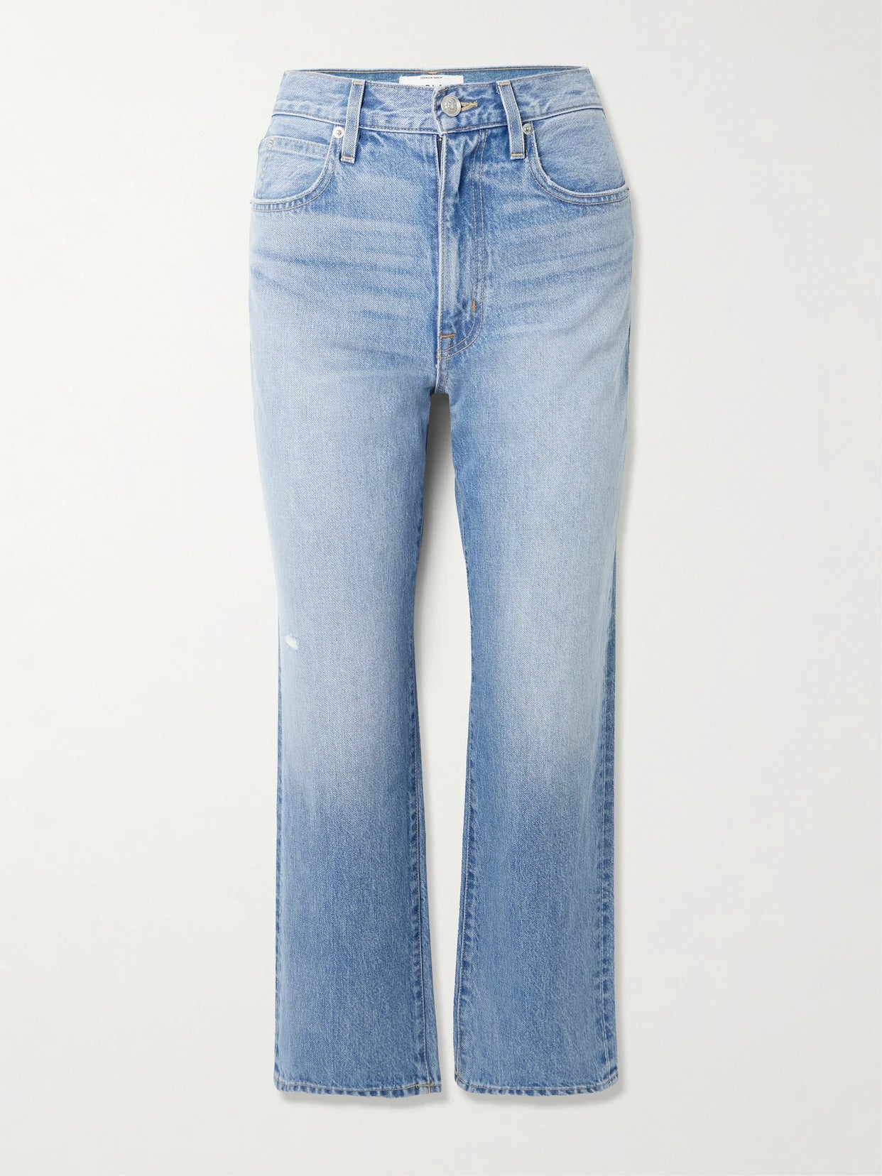 Image of Jeans. Product name - London Crop High-rise Straight-leg Jeans in Mid denim colour by brand - SLVRLAKE