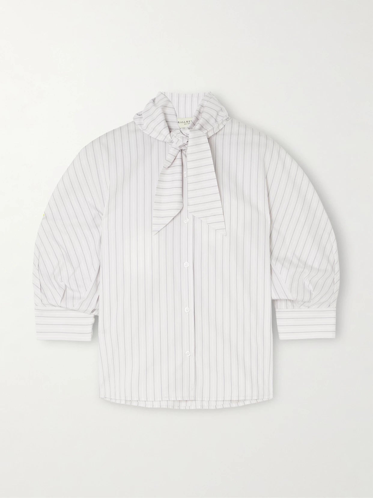 Image of a model wearing Tops. Product name - Lilette Striped Cotton-poplin Shirt in White colour by brand - KALLMEYER