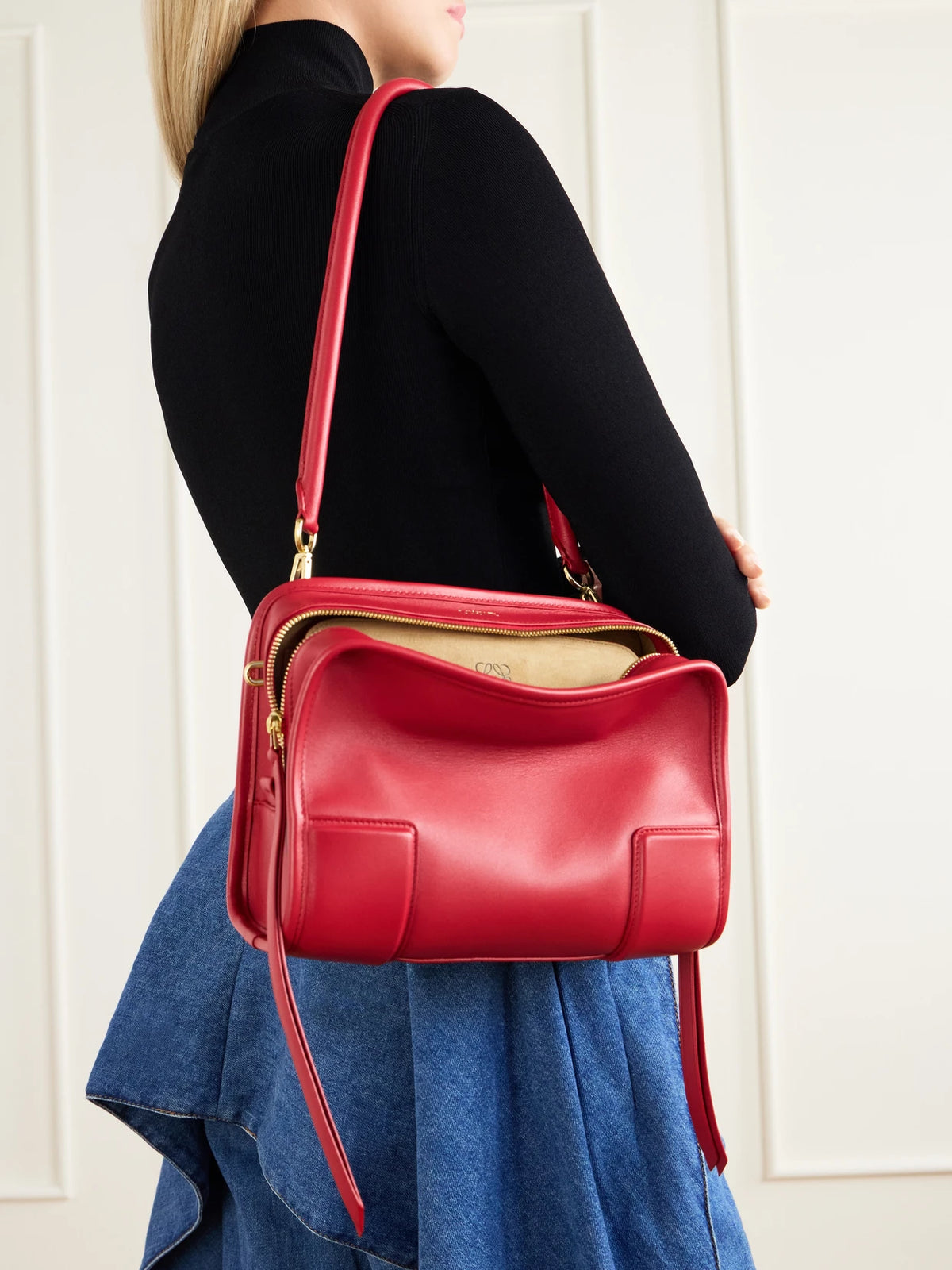 Image of Bags. Product name - Amazona 180 Small Leather Top-handle Bag in Red colour by brand - LOEWE