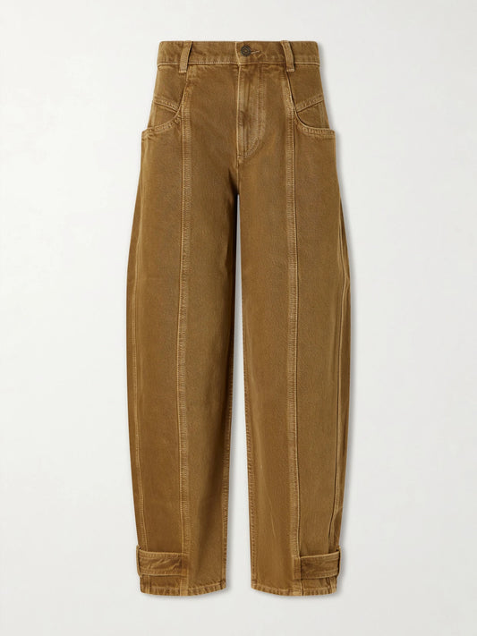 Image of Jeans. Product name - Leja Tapered Jeans in Bronze colour by brand - ISABEL MARANT
