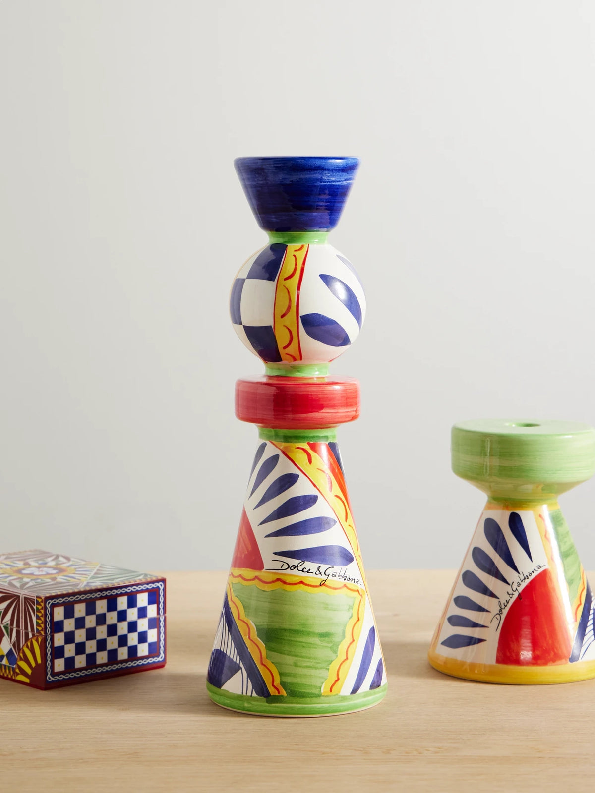 Image of Decor. Product name - Ceramic Candleholder in Multi colour by brand - Dolce & Gabbana