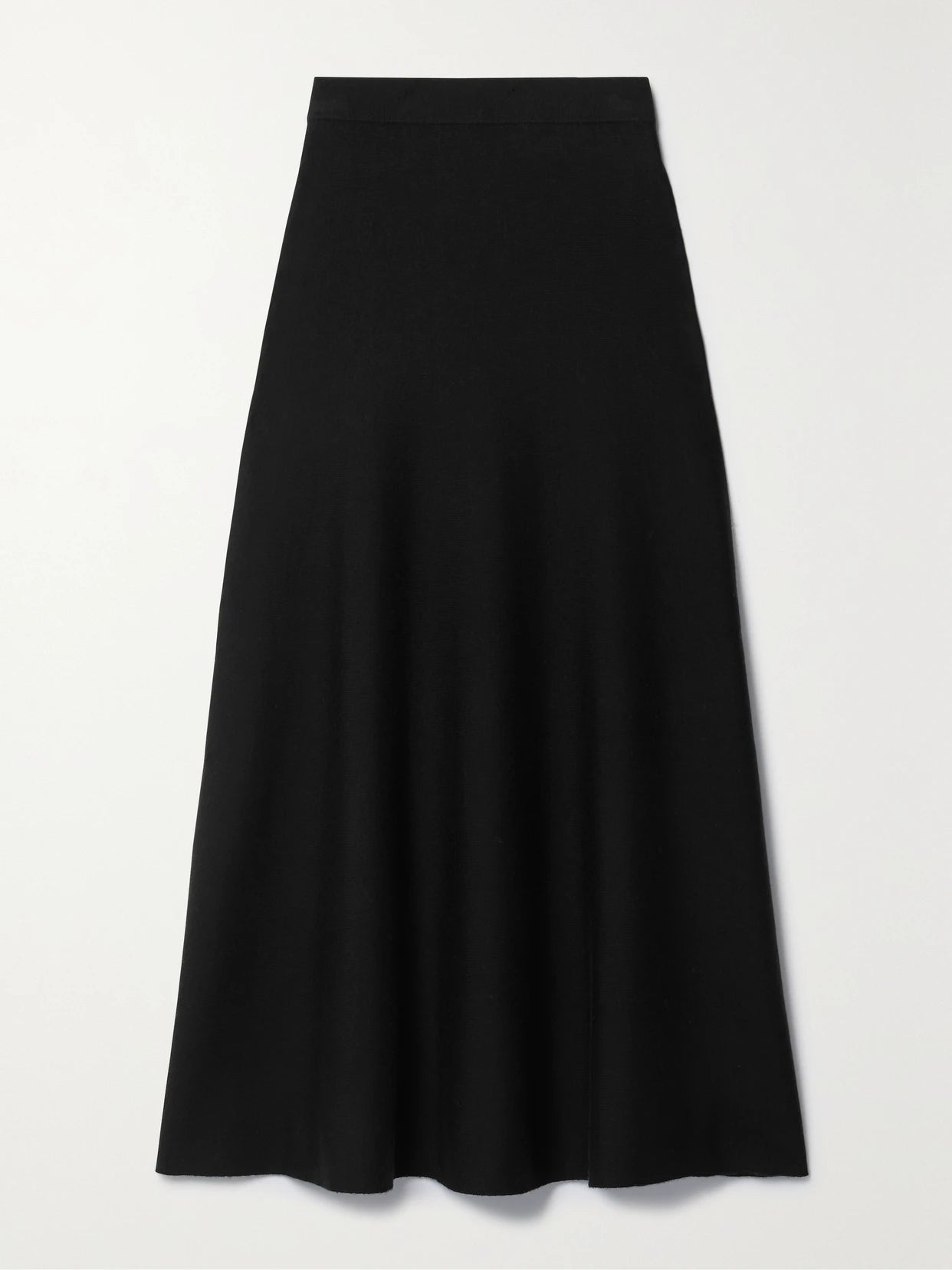 Image of a model wearing Skirts. Product name - Freddie Wool, Cashmere And Silk-blend Midi Skirt in Black colour by brand - Gabriela Hearst