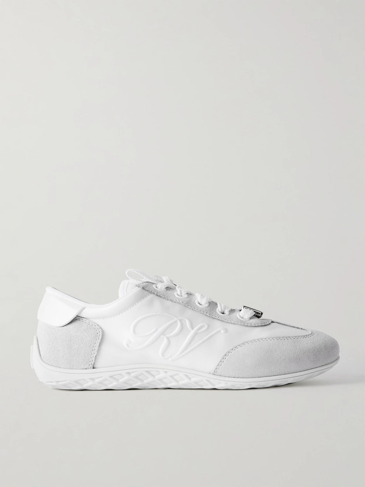 Viv Low Suede-trimmed Embroidered Leather Sneakers