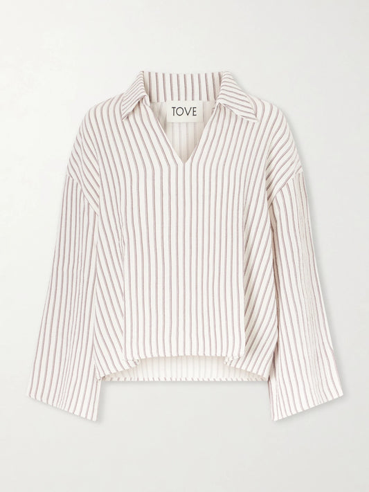 Image of Shirts. Product name - Striped Seersucker Shirt in White colour by brand - TOVE