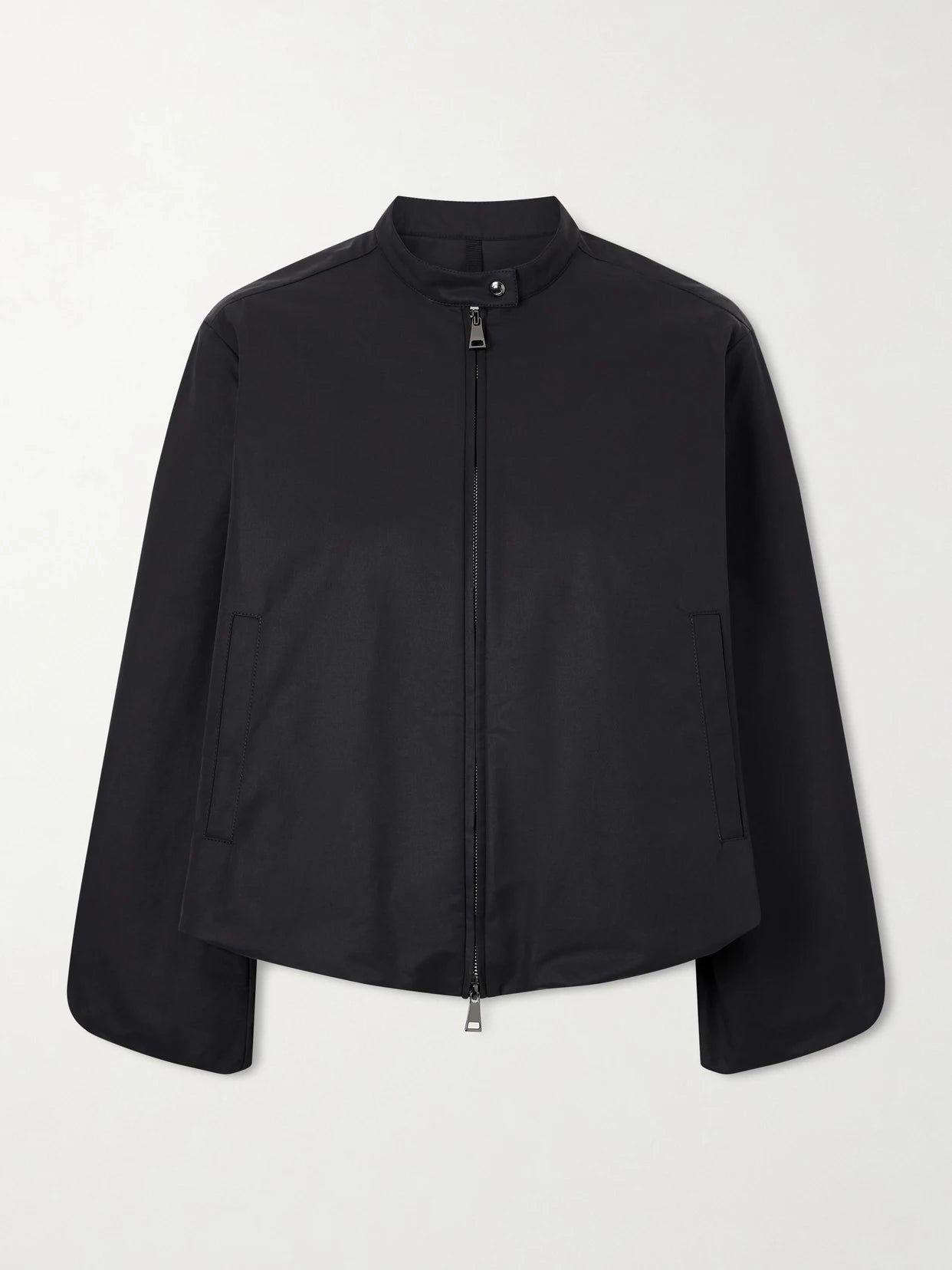 Image of Coats & Jackets. Product name - Gruissan Appliquéd Cotton-blend Bomber Jacket in Black colour by brand - Moncler