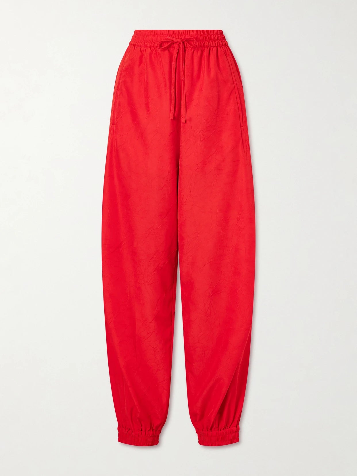 Crinkled Cotton-blend Balloon Pants