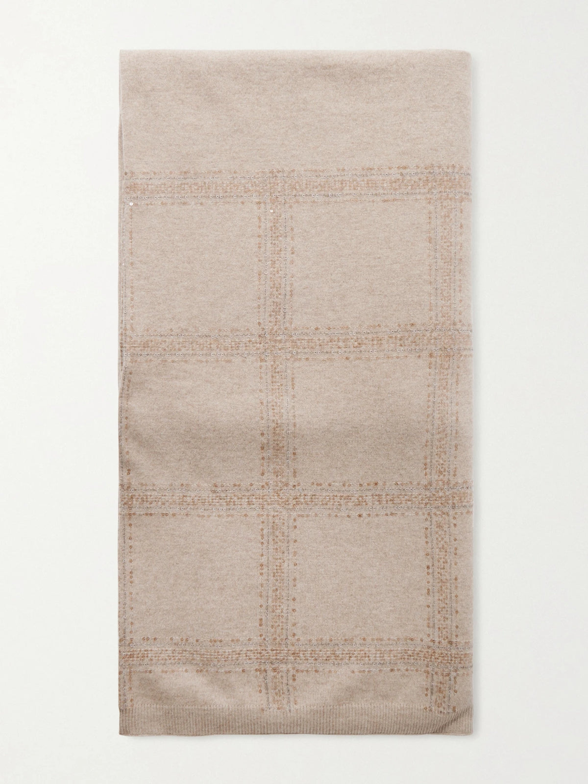 Sequined Checked Wool, Cashmere And Silk-blend Scarf