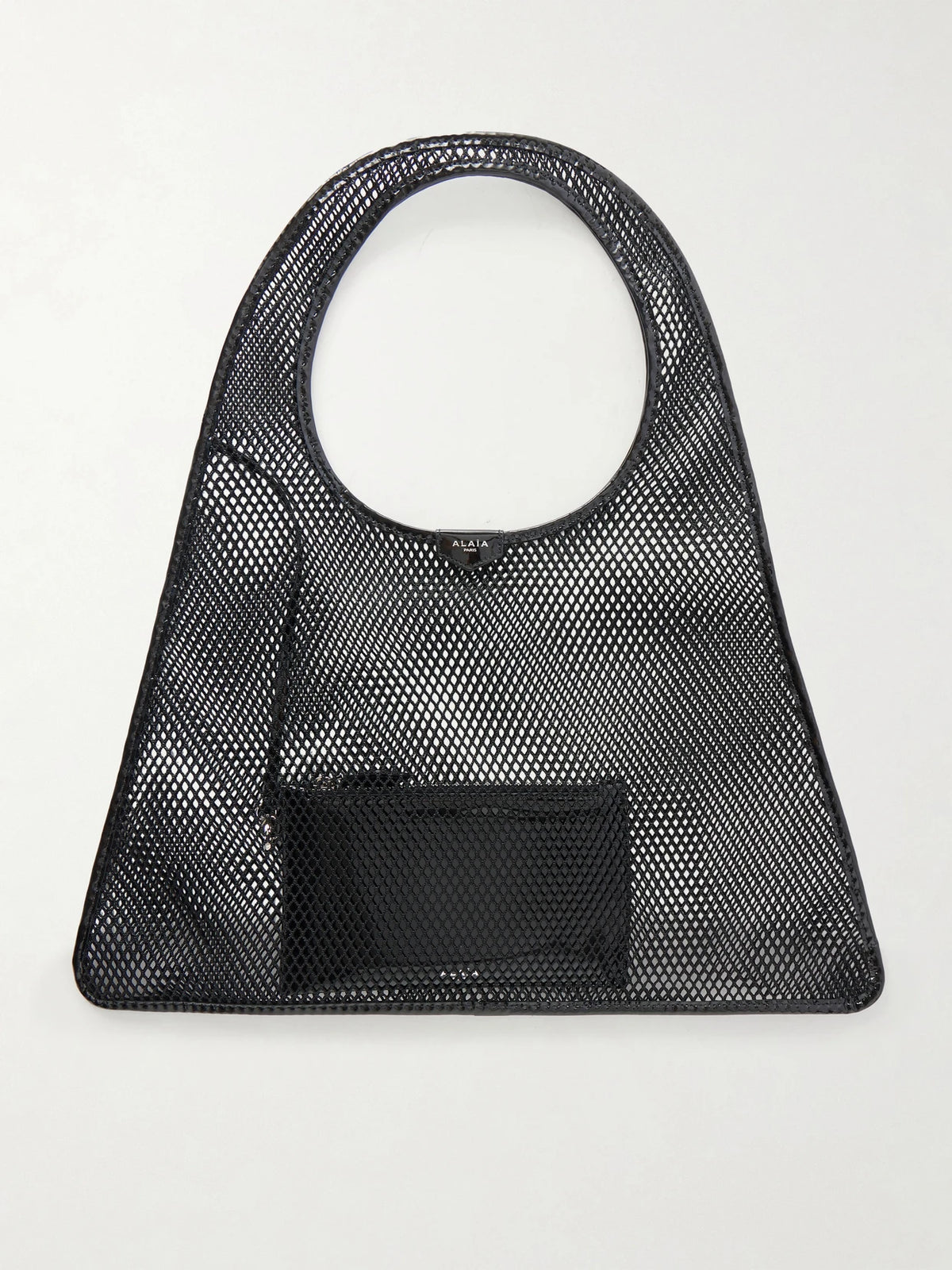 Leather-trimmed Crocheted Shoulder Bag