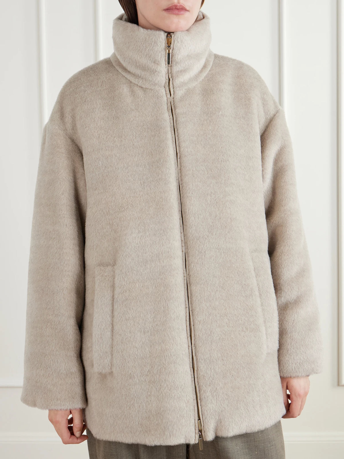 Max Mara Arancio Reversible Brushed Alpaca And Virgin Wool-blend And Shell Down Jacket