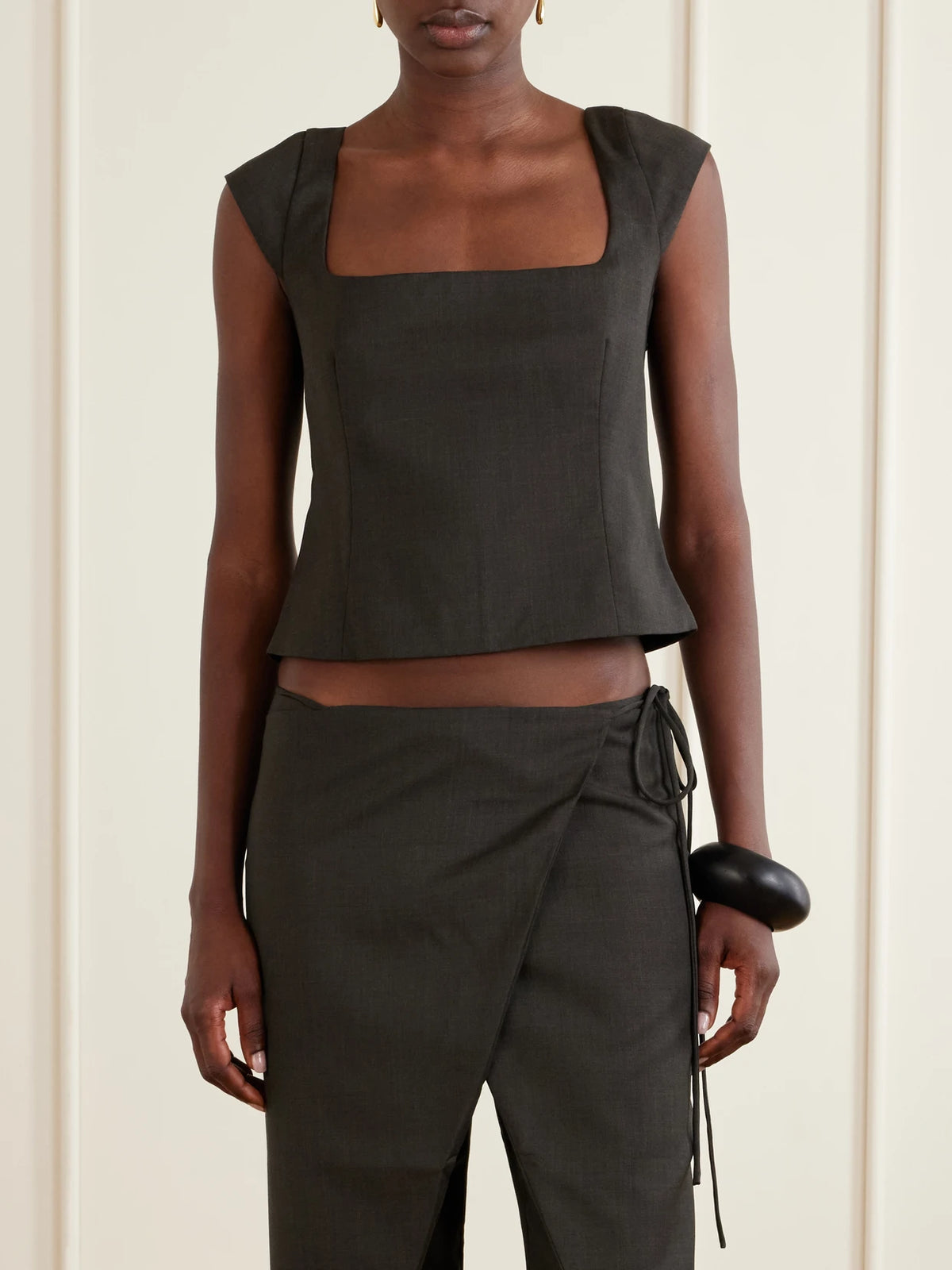 ST. AGNI Open-back Wool-blend Blouse
