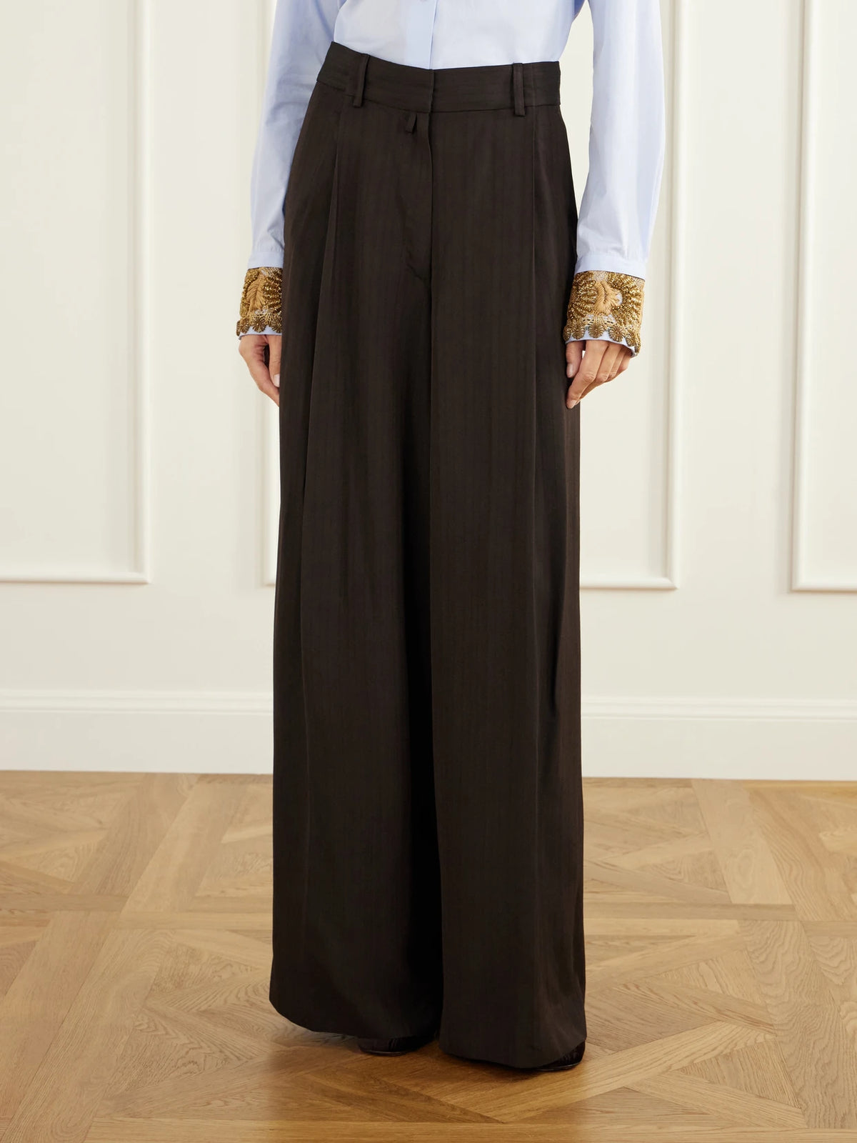 Dries Van Noten Pinstriped Crepe Wide-leg Pants