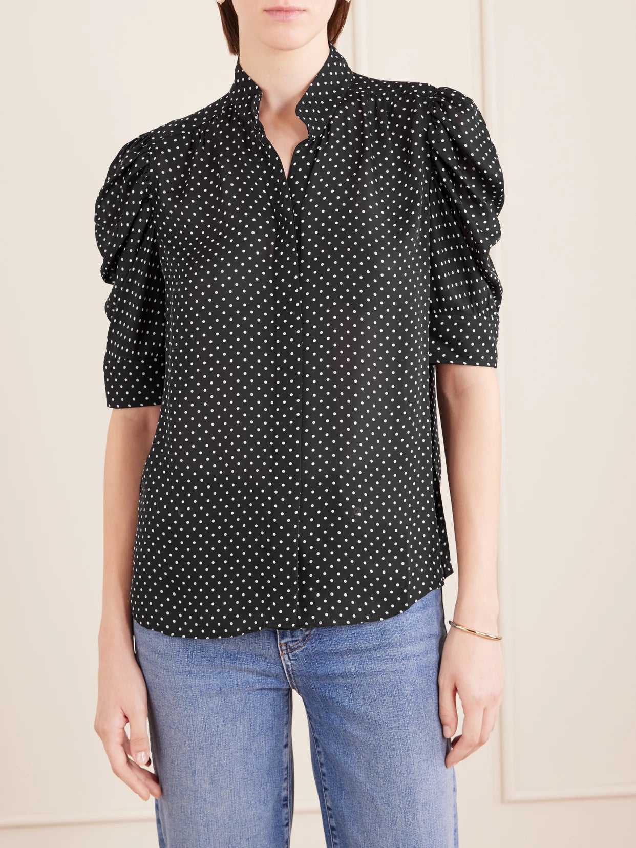 The Gillian Polka-dot Silk-voile Blouse