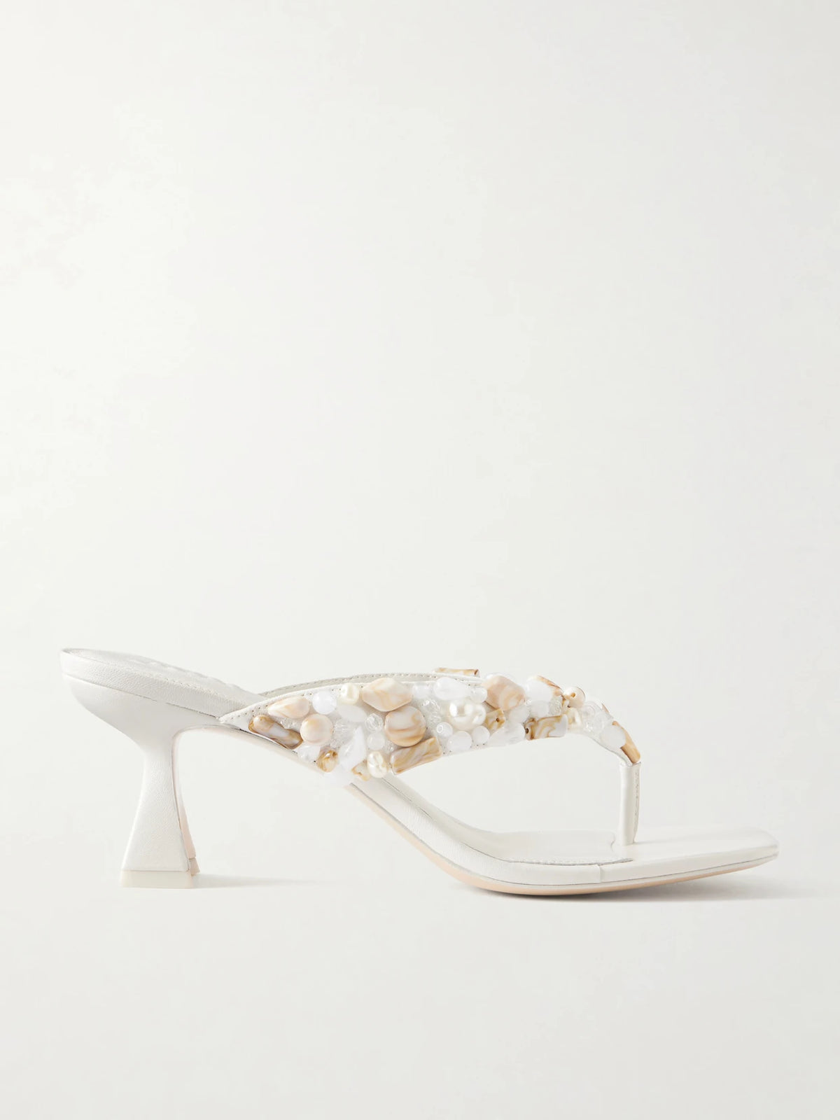 Abi Bead-embellished Leather Thong Sandals