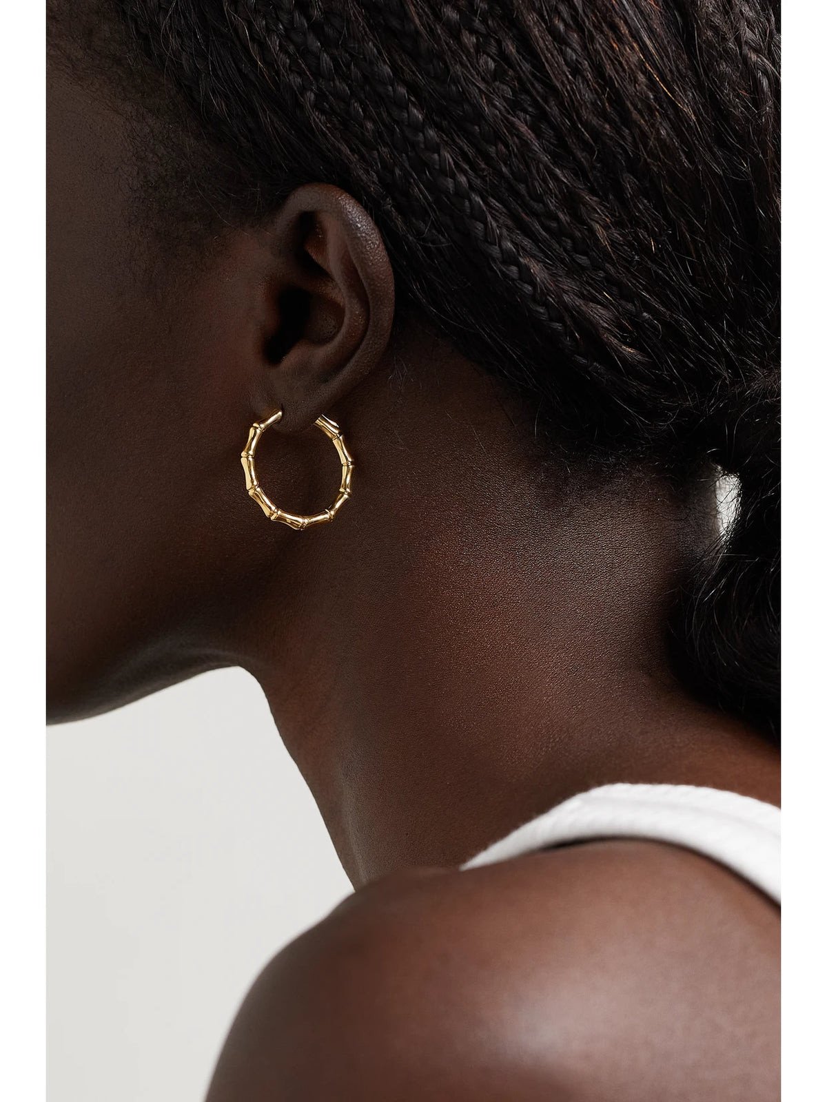 Image of Earrings. Product name - Bamboo 18-karat Gold Hoop Earrings in Multi colour by brand - Anita Ko