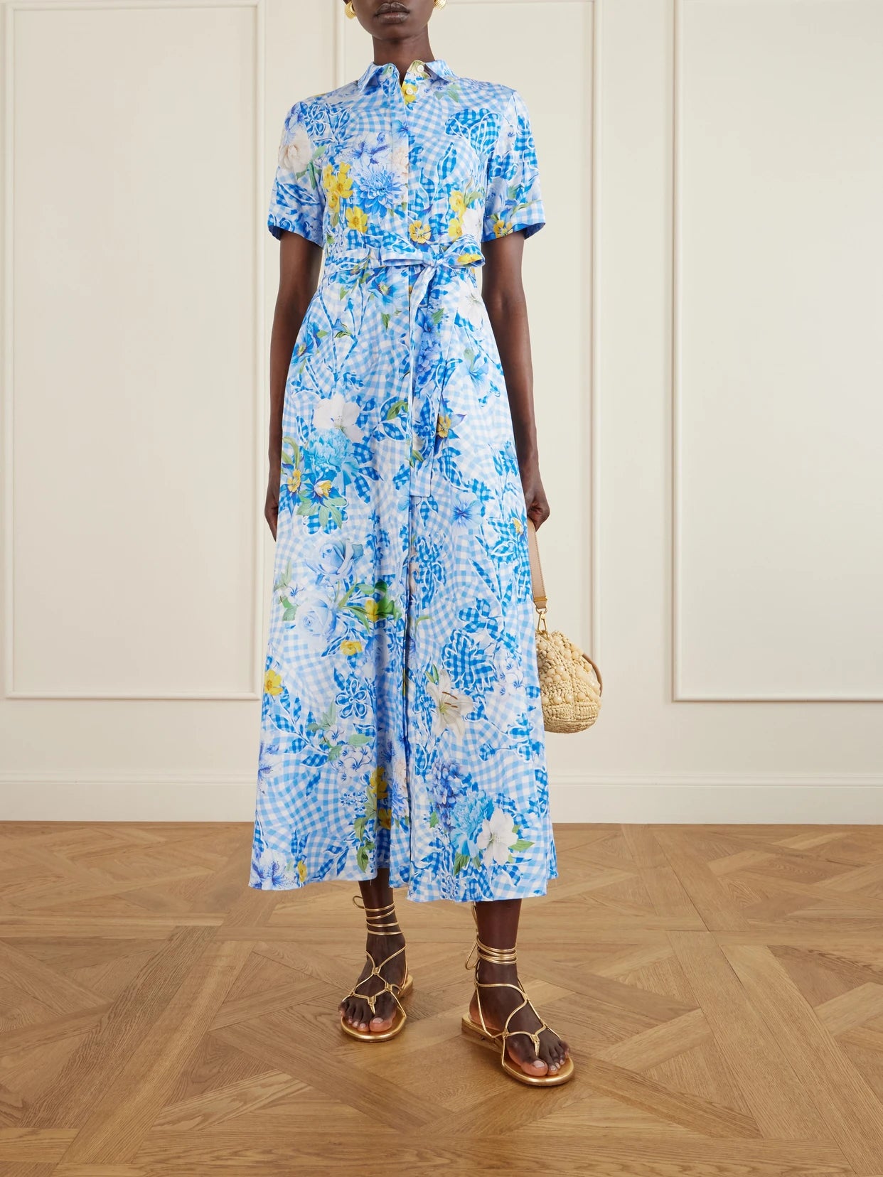 Image of Dresses. Product name - Floral Cotton-blend Maxi Dress in Blue colour by brand - Mary Katrantzou
