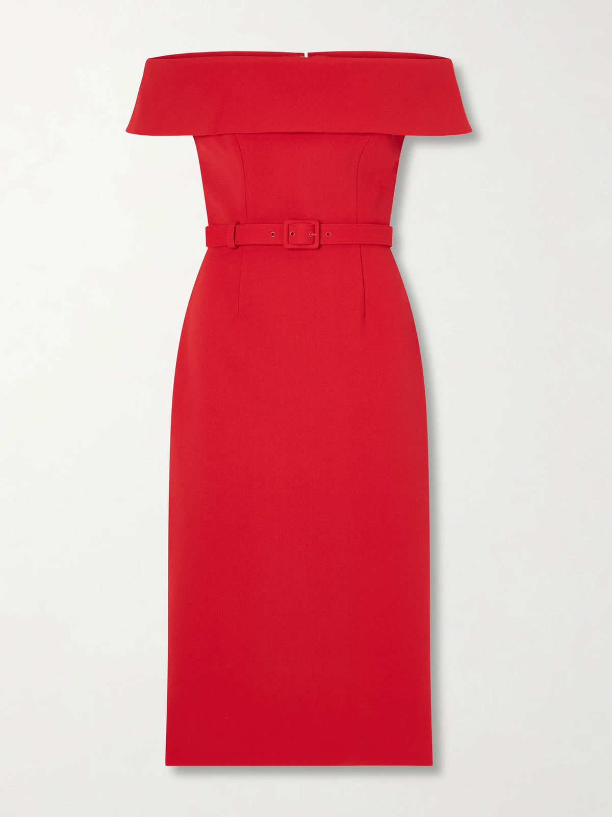 Rebecca Vallance Precious Off-the-shoulder Belted Crepe Midi Dress