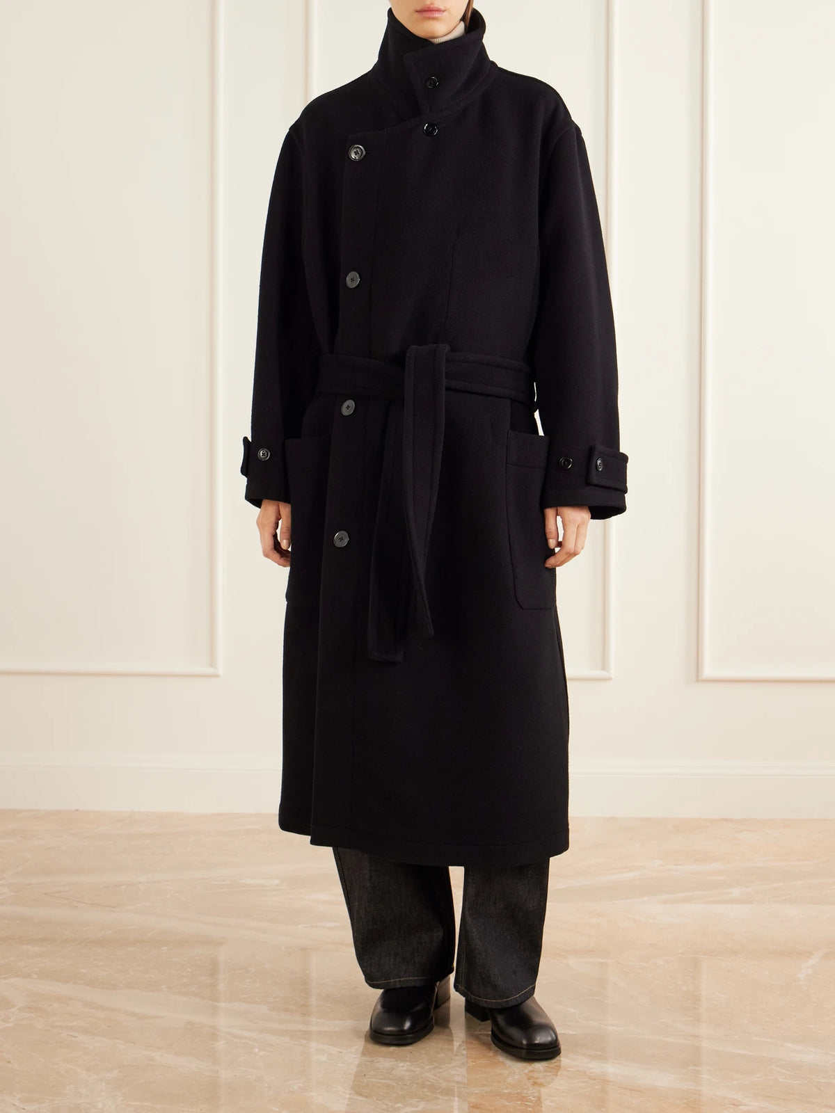 LEMAIRE Belted Double-breasted Wool-felt Coat
