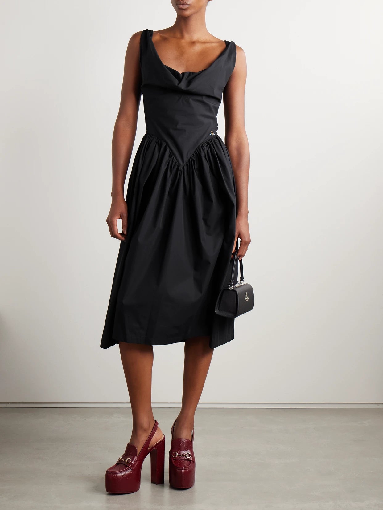 Sunday Gathered Cotton-poplin Midi Dress
